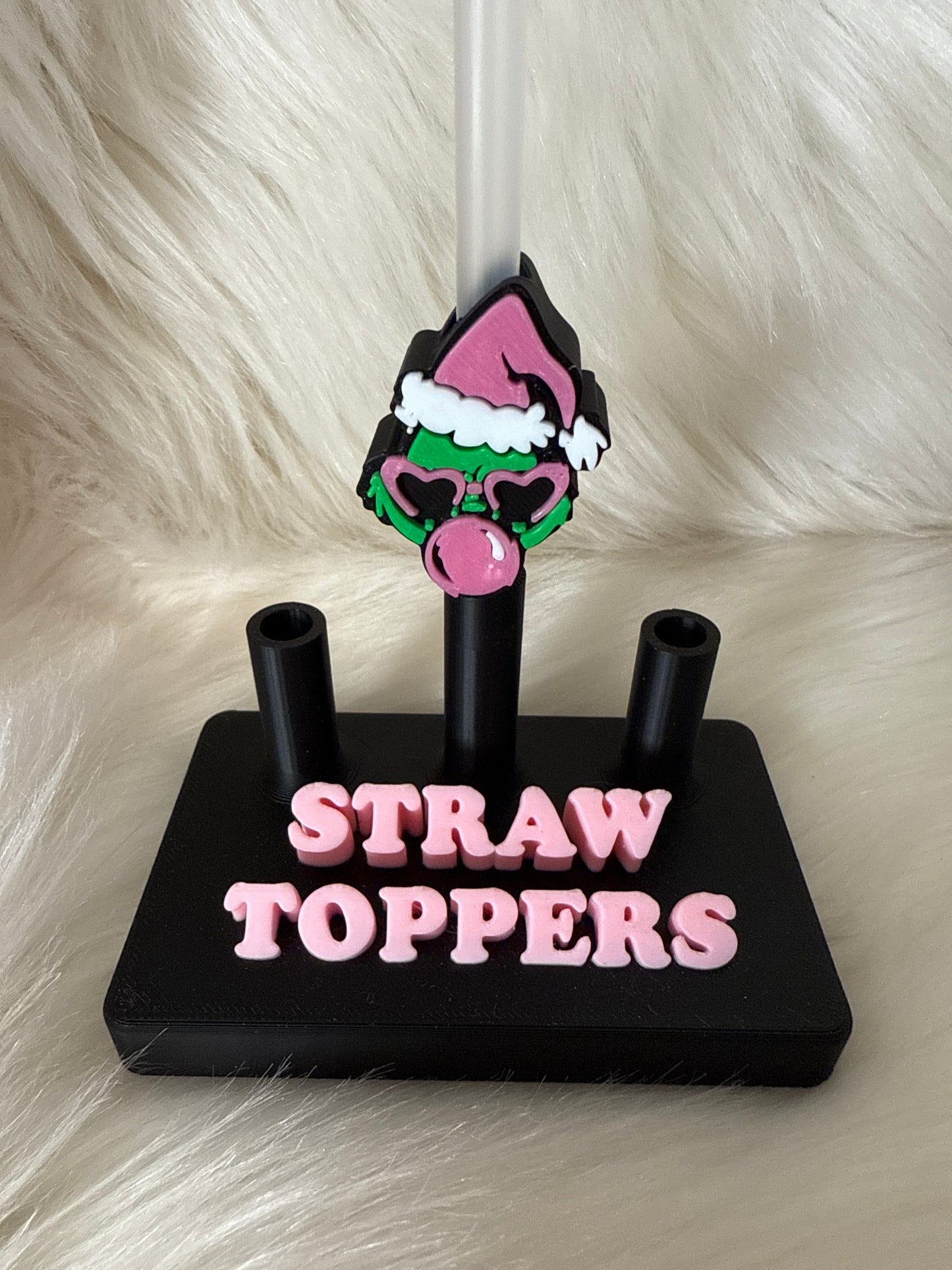 Bubble Gum Christmas Grinch Straw Topper