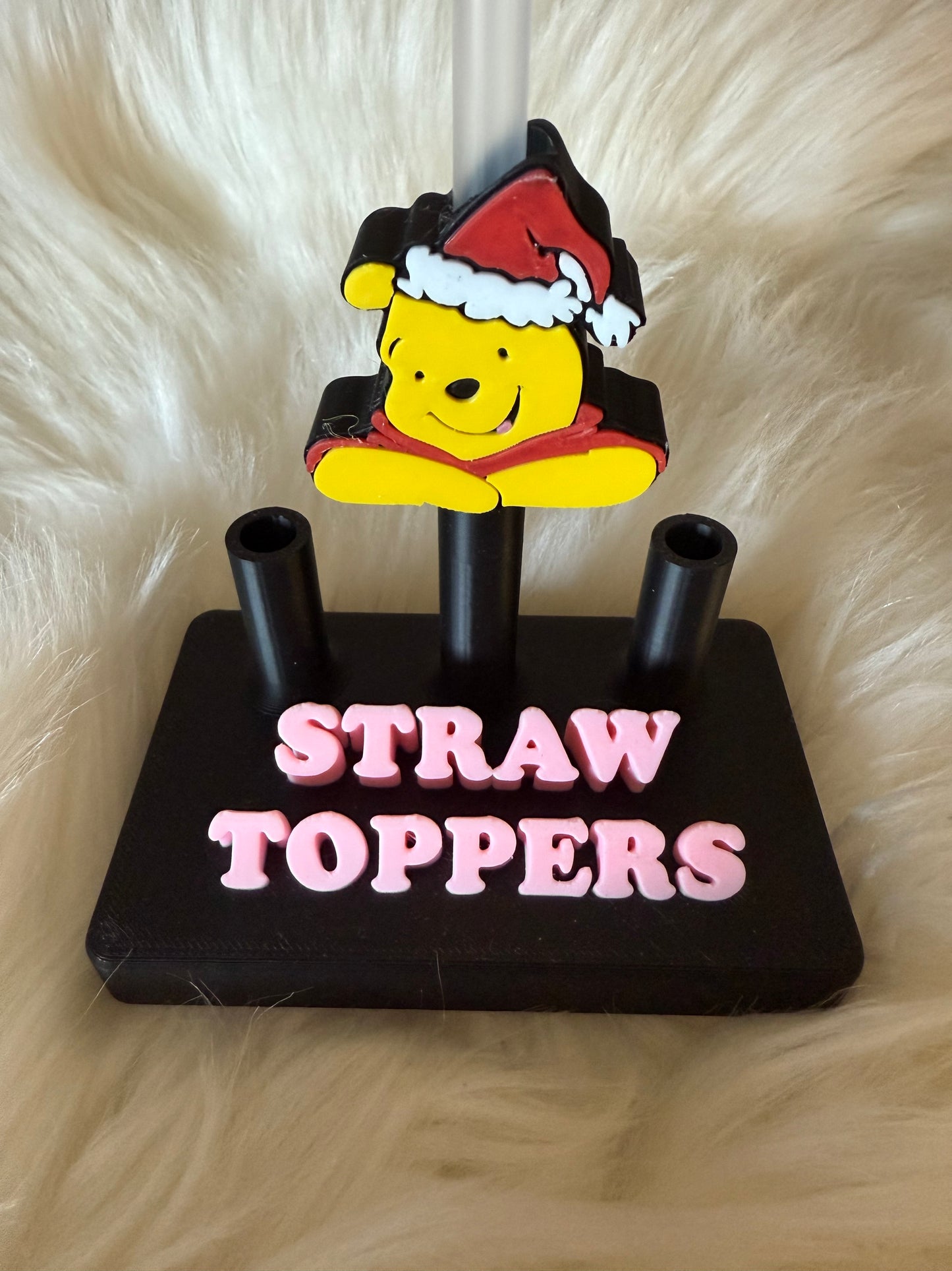 Pooh Santa Straw Topper