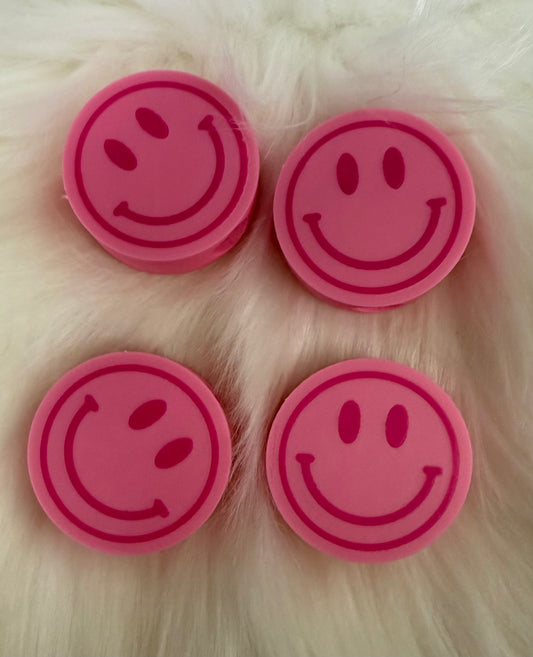 Pink Smiley Face Straw Topper