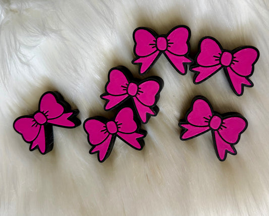 Magenta & Black Bow Straw Topper