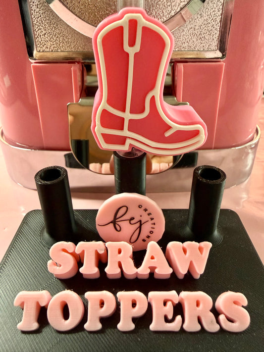 Pink Western Boot Straw Topper