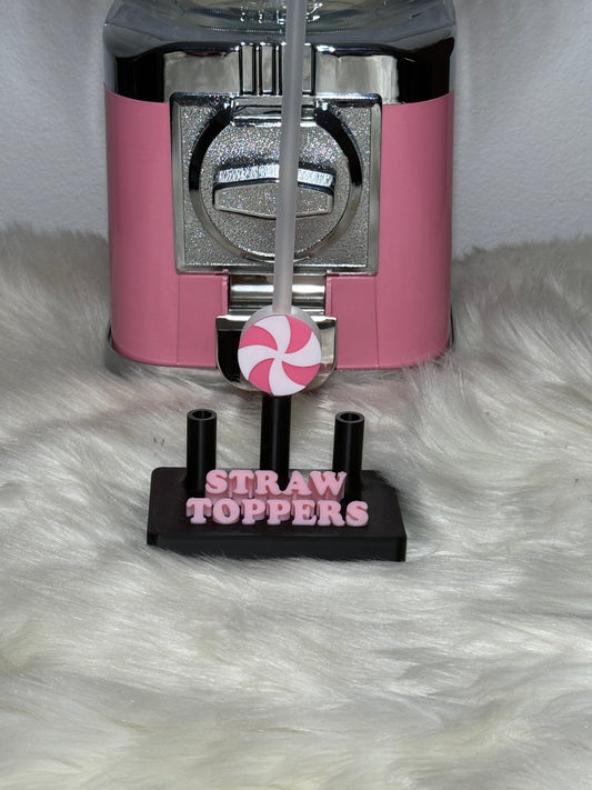 Pink Swirly Mint Straw Topper