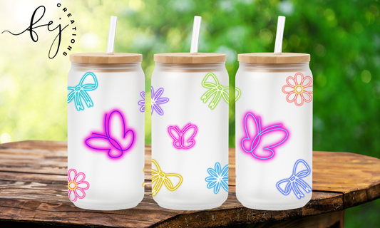 Neon Butterflies & Flowers